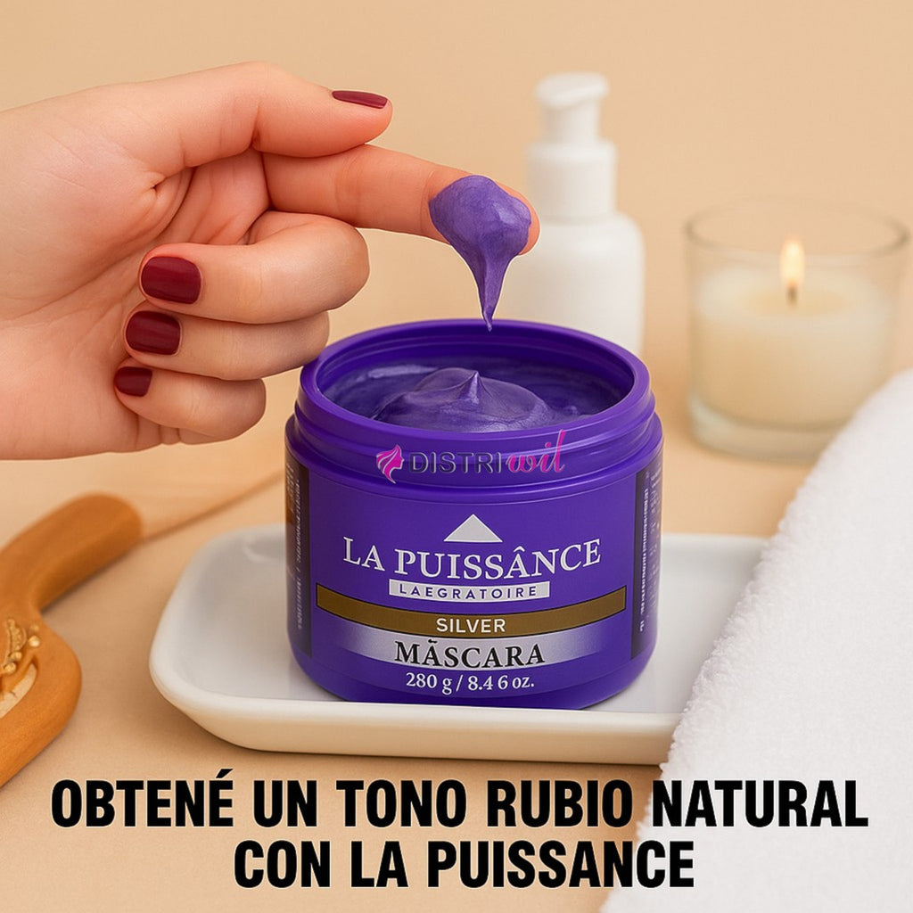 Tratamiento Capilar Matizador La Puissance Silver X250ml Ideal Uso Profesional Estetica Peluqueria Salon - Elimina Tonos Amarillos Para Un Rubio Natural
