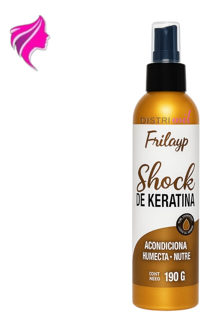 Frilayp Spray Shock De Keratina X190g Humecta Acondiciona Nutre - Ideal Uso Profesional Antiage Sin Formol - Fortalecedor Absolut Repair Brillo Extraordinario Antifrizz