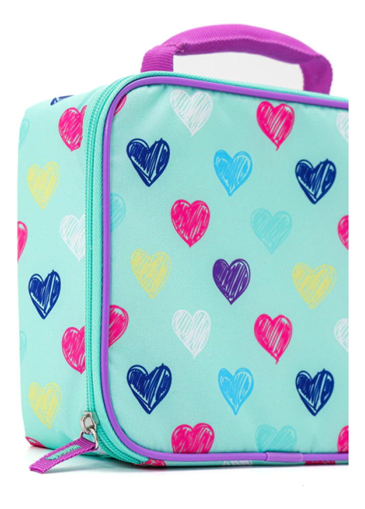Thermos Lunchera Soft Con Cierre Corazones Celeste