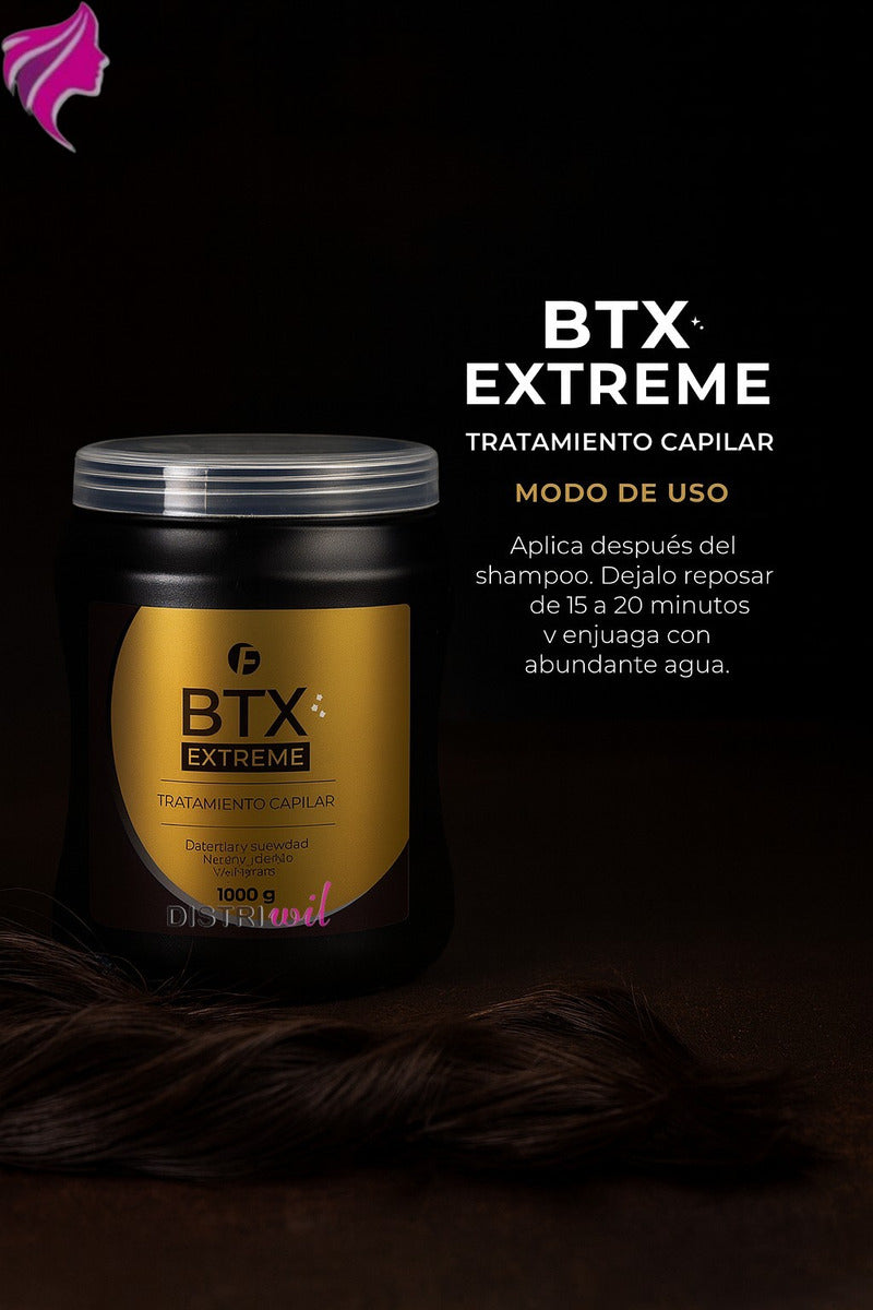 Mascara Capilar Btx Extreme Frilayp X1000ml Hidratacion Profunda - Suavidad Brillo Nutricion - Ideal Uso Profesional - Reconstruye La Fibra Capilar Y Repara Cabello Dañado