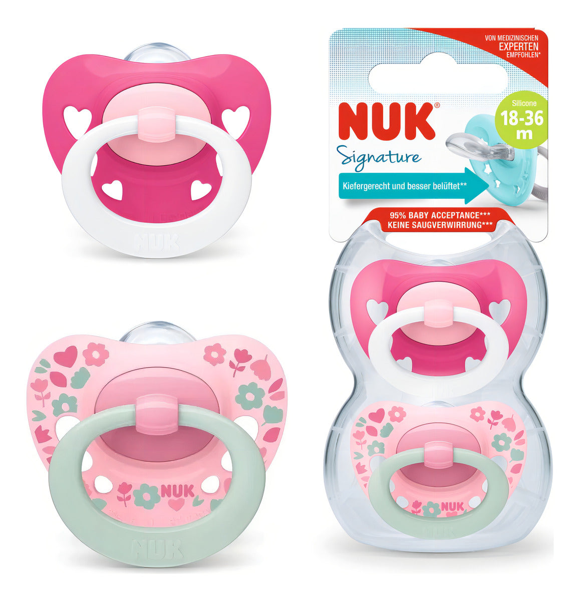Chupete Nuk Signature 18 A 36 Meses - De 2 Unidades Color Azul Período De Edad +18 Meses