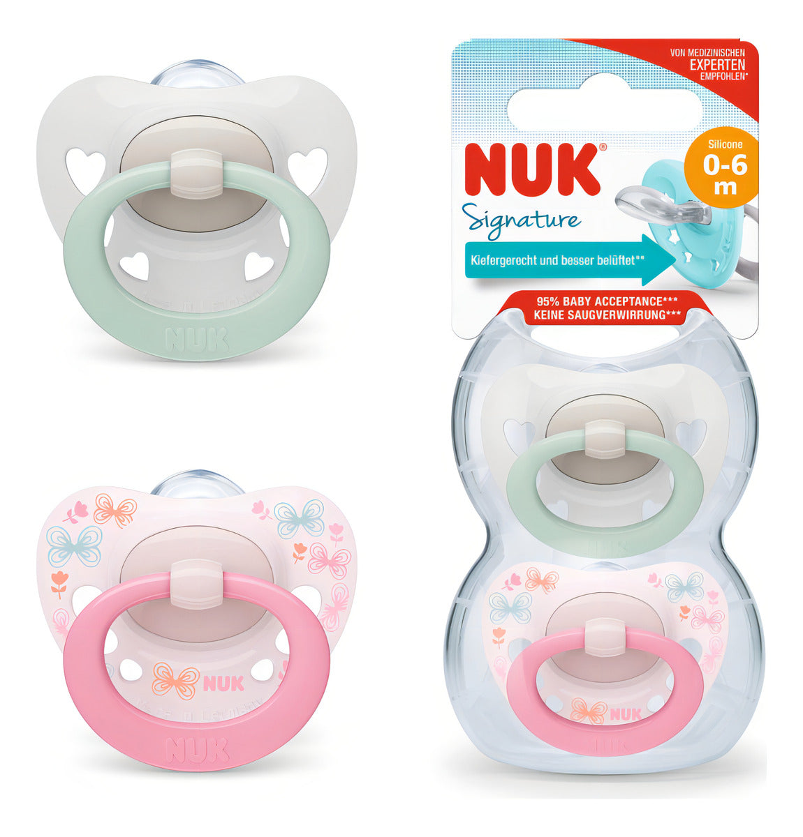 Chupete Nuk Signature 18 A 36 Meses - De 2 Unidades Color Azul Período De Edad +18 Meses