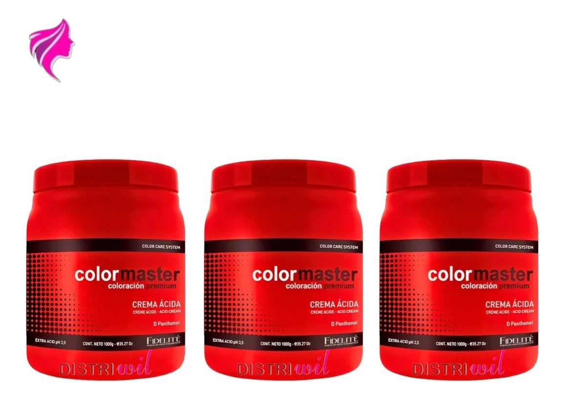 Pack Mascaras Capilares Crema Extra Acida Fidelite X1000ml X3 Unidades Restaura Sella Cuticula Protege Fibra Capilar Antifrizz Brillo Hidratacion - Ideal Uso Post Alisado Coloracion Decoloracion