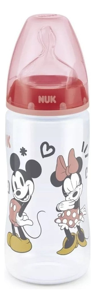 Mamadera First Choice Nuk Mickey Control Temperatura 300ml Color Rojo
