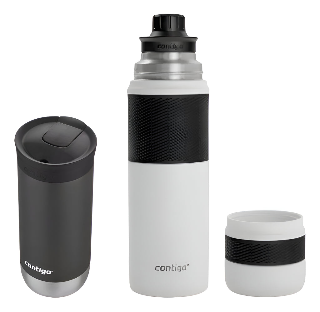 Termo Contigo Salt X739ml + Huron Sake X473ml 30hs Calor Blanco