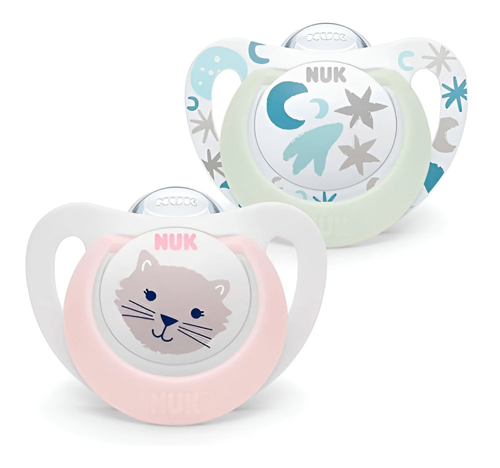 Chupetes Nuk Star Day & Night Bebe Luminoso Pack X 2 Un Color 0/6 Gato