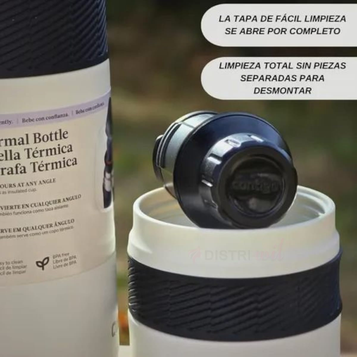Termo Contigo Salt Blanco X739ml 45hs Conservacion Frio 30hs Calor Anti Derrame - Pico Vertidor 360° Acero Inoxidable Ideal Viaje Camping Caza Pesca