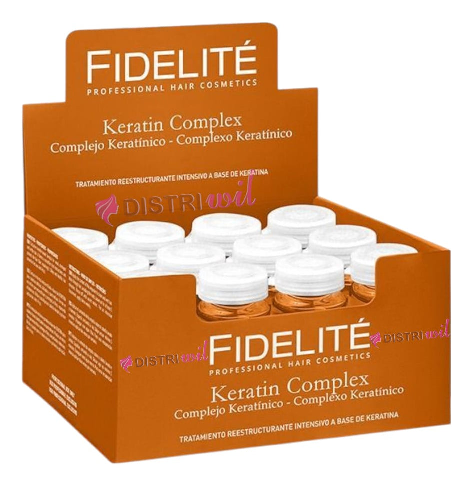 Caja De Ampollas Complejo Keratina Renueva Los Nutrientes Esenciales Del Cabello Brillo Suavidad Hidratante Fidelite X12 Unidades Uso Profesional Premium Salon Belleza