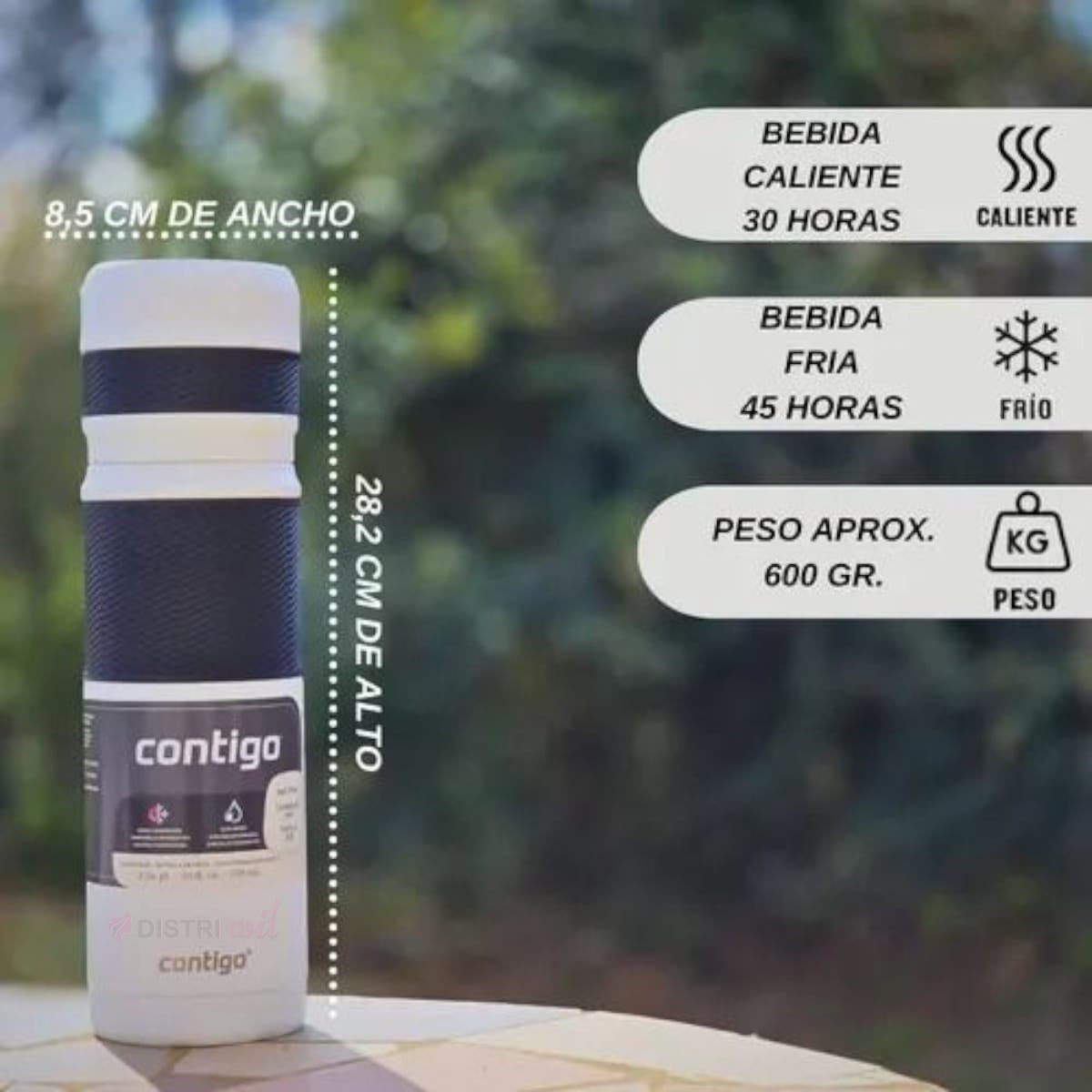 Termo Contigo Salt Blanco X739ml 45hs Conservacion Frio 30hs Calor Anti Derrame - Pico Vertidor 360° Acero Inoxidable Ideal Viaje Camping Caza Pesca