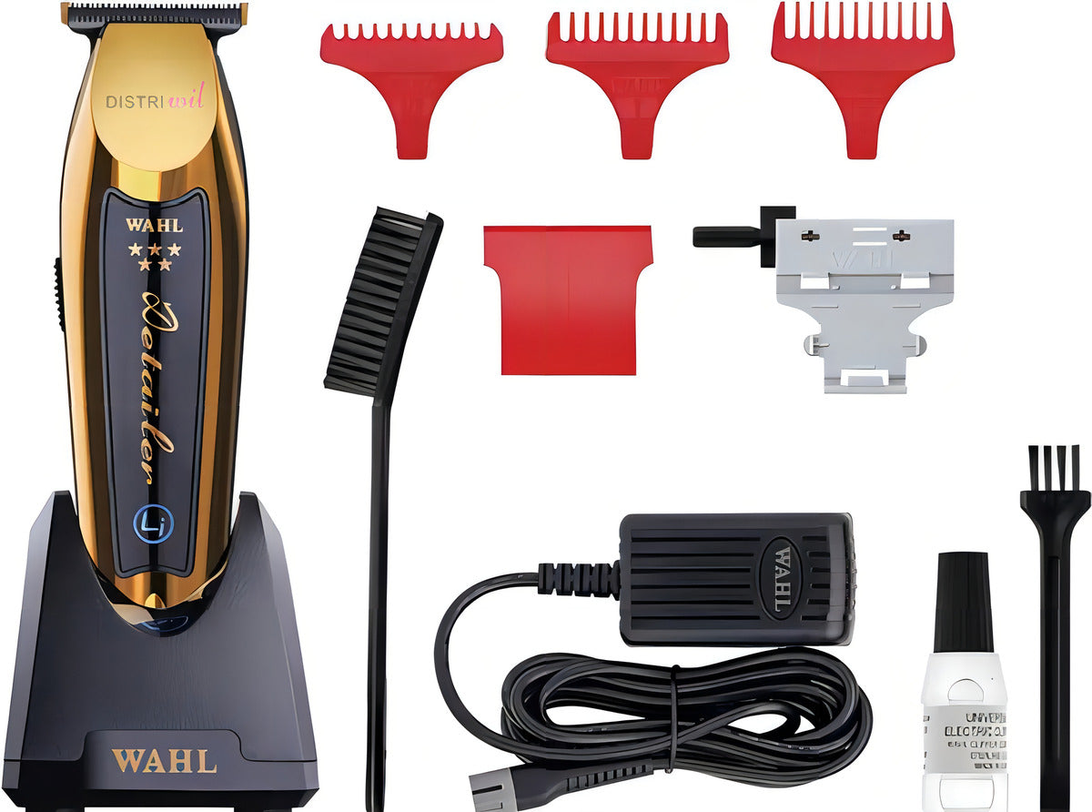 Maquina Corte Profesional Wahl Trimmer Cordless Detailer Li Gold - Cuchillas Superposicion Cero - Bateria Iones Litio - Indicador Led - Cuchillas Diamantadas De Titanio - Ideal Barberia Peluqueria