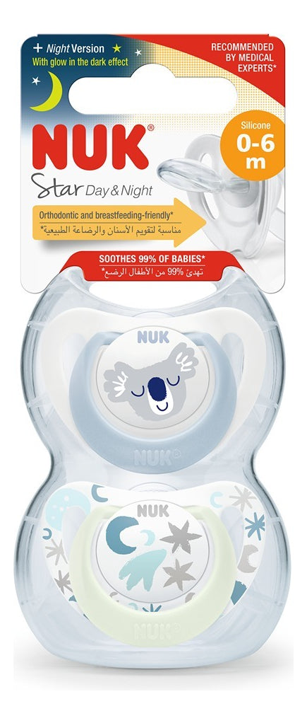 Chupetes Nuk Star Day & Night Bebe Luminoso Pack X 2 Un Color 0/6 Gato