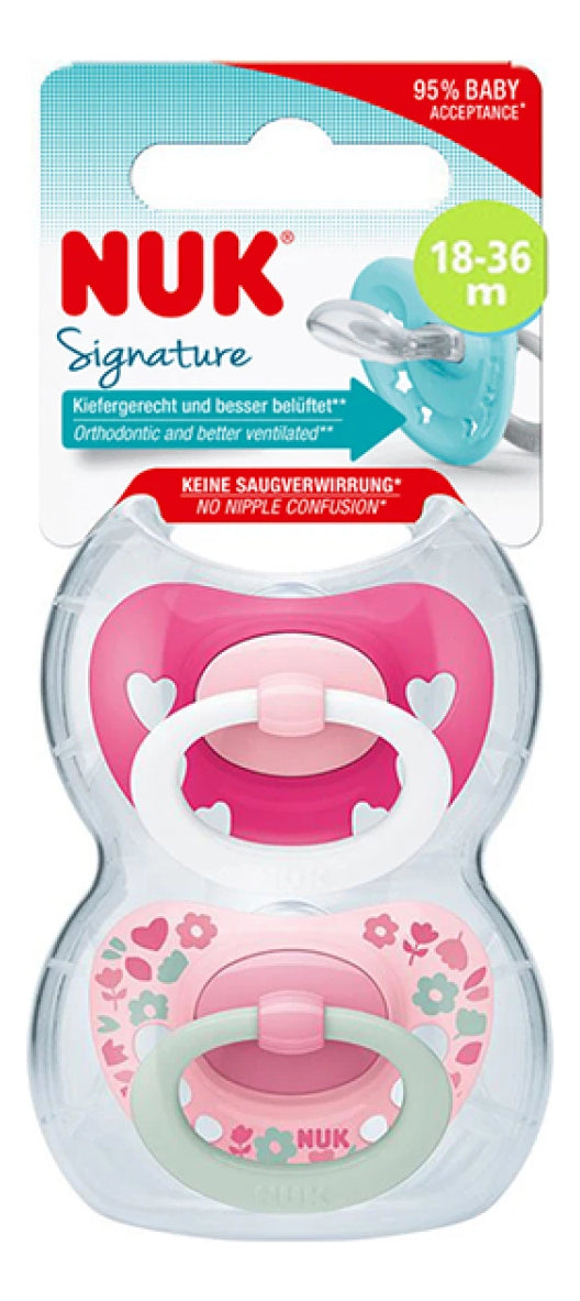 Chupete Nuk Signature 18 A 36 Meses - De 2 Unidades Color Azul Período De Edad +18 Meses