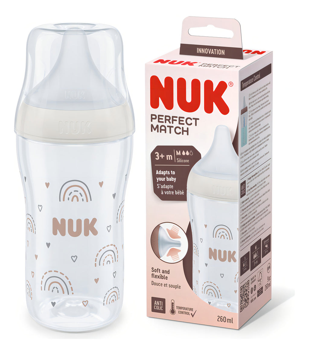Mamadera Nuk Perfect Match 260ml Con Control De Temperatura Beige