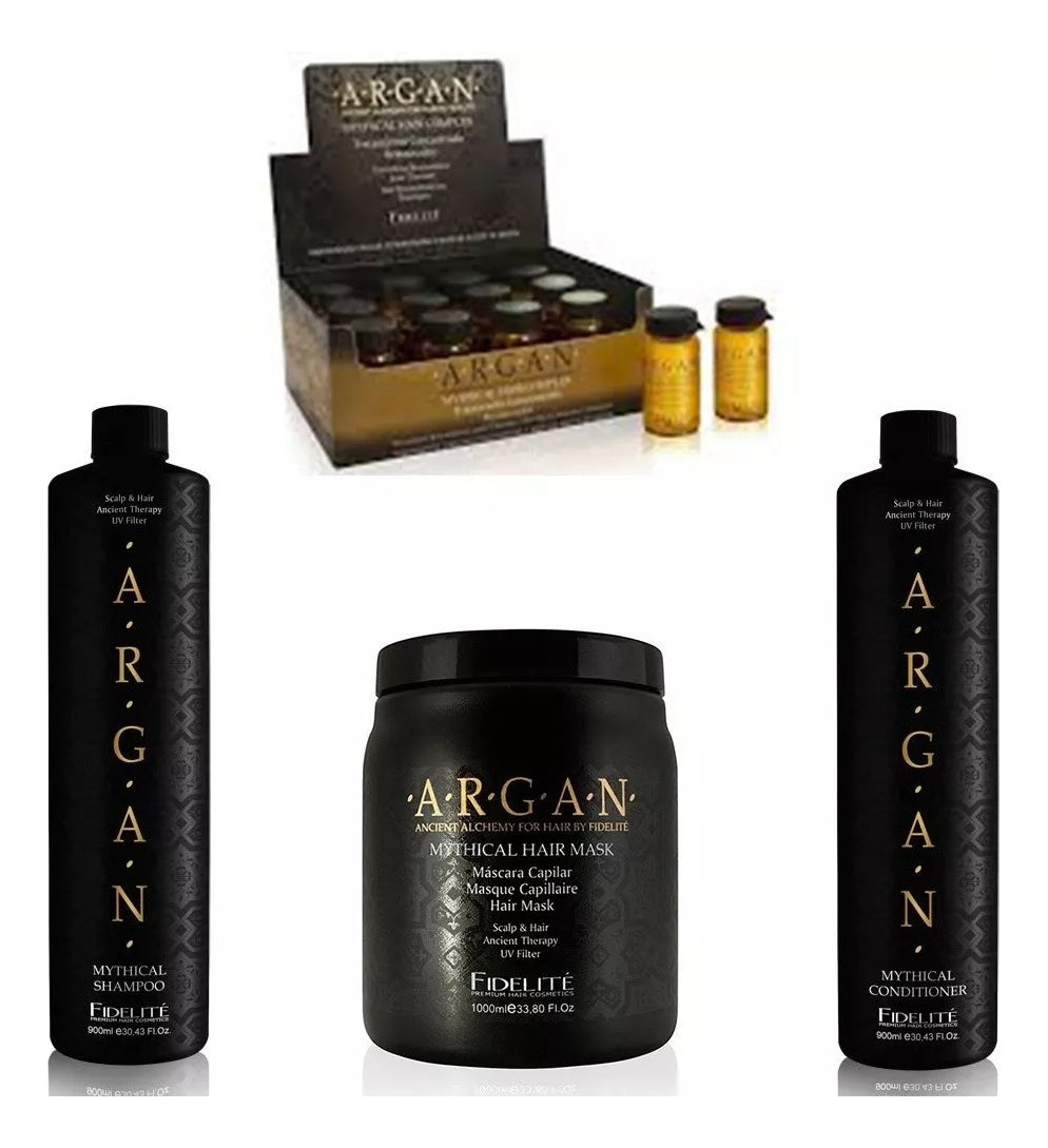 Fidelite Kit Argan Shampoo - Conditioner - Mascara - Ampolla