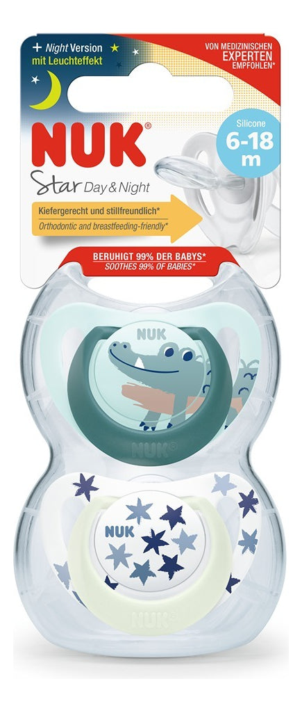 Chupetes Nuk Star Day & Night Bebe Luminoso Pack X 2 Un Color 0/6 Gato