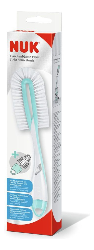 Cepillo Limpia Mamadera Nuk Twist + Cepillo Para Tetinas Color Verde agua