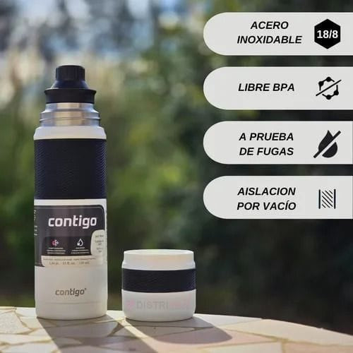 Termo Contigo Salt Blanco X739ml 45hs Conservacion Frio 30hs Calor Anti Derrame - Pico Vertidor 360° Acero Inoxidable Ideal Viaje Camping Caza Pesca