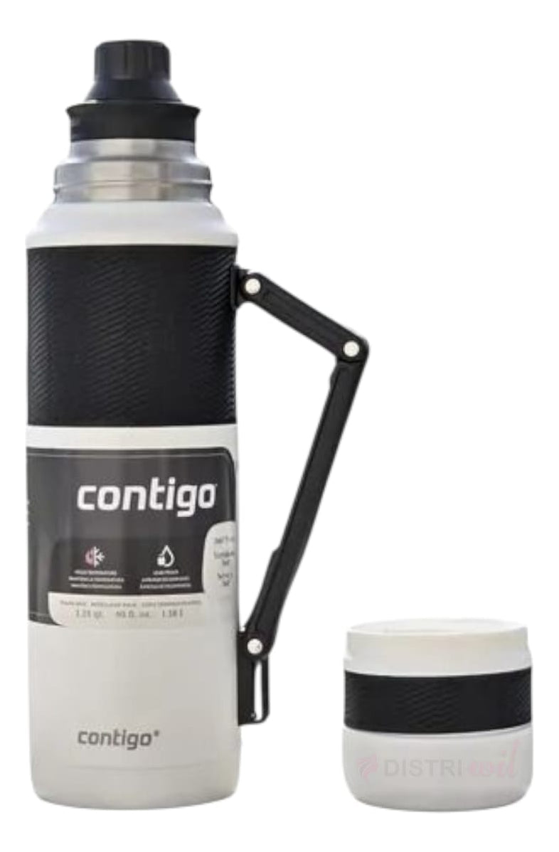Termo Contigo Salt Blanco X1182ml 45hs Conservacion Frio 30hs Calor Anti Derrame - Pico Vertidor 360° Acero Inoxidable Ideal Camping Caza Pesca