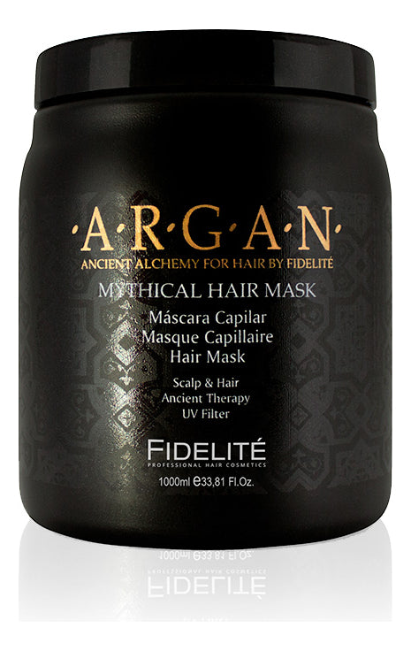 Fidelite Mascara Capilar Argan Mythical X1000ml Hidratacion Brillo Suavidad Nutricion Reparacion Filtro Uv Uso Profesional Ideal Estetica Peluqueria