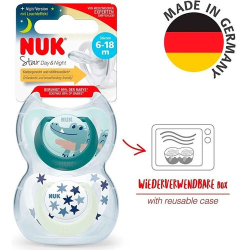 Chupetes Nuk Star Day & Night Bebe Luminoso Pack X 2 Un Color 0/6 Gato
