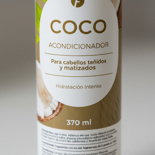 Acondicionador de coco Frilayp de Distriwil en botella de 370ml para hidratación intensa de cabellos teñidos