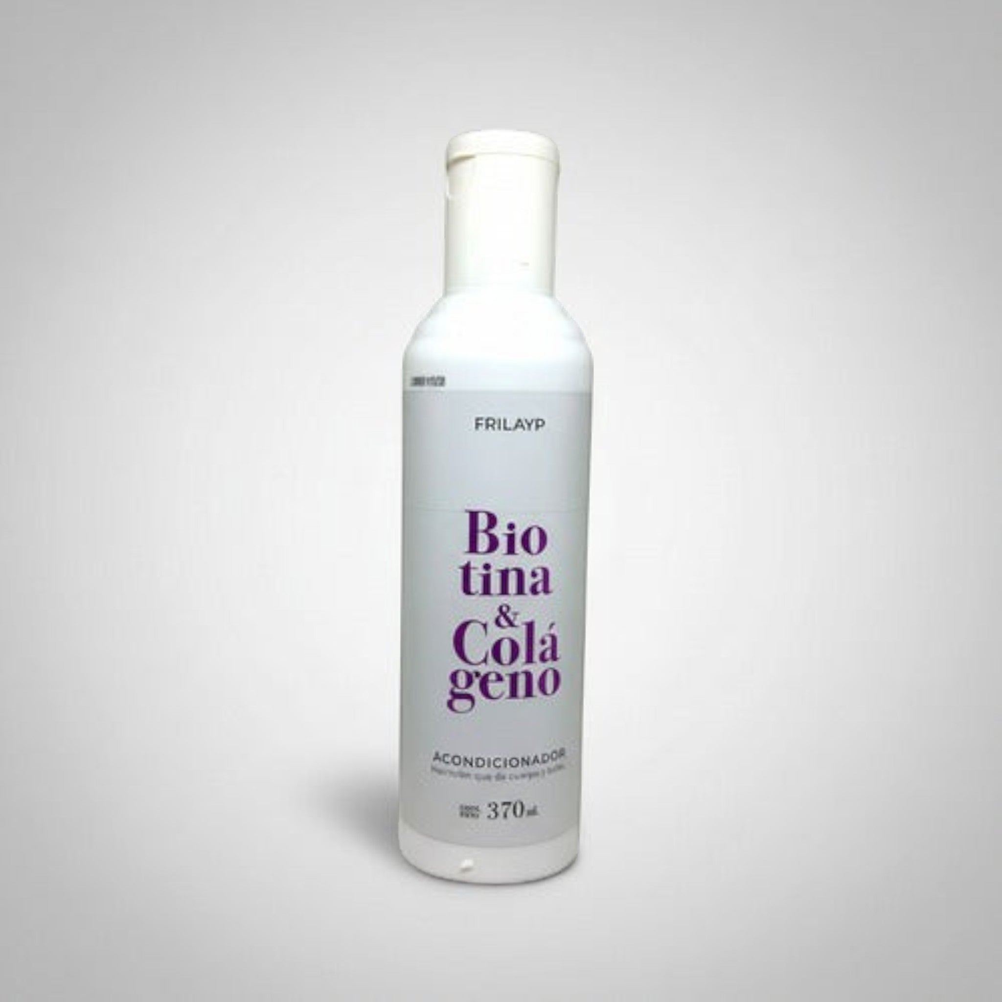 Acondicionador Frilayp Biotina y Colágeno de Distriwil en envase blanco de 370ml para fortalecer el cabello