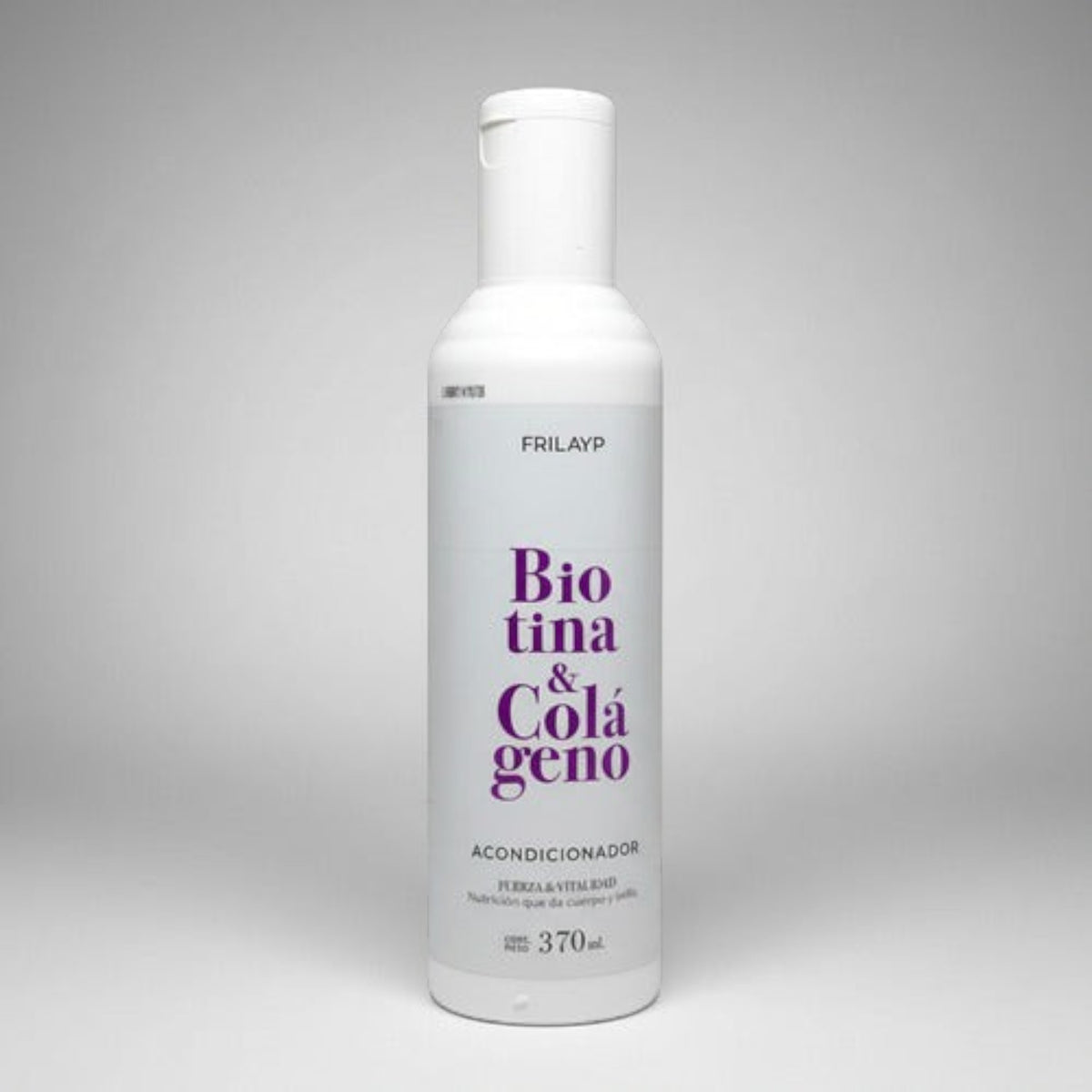 Acondicionador Frilayp Biotina y Colágeno de Distriwil en envase blanco de 370ml para fortalecer el cabello