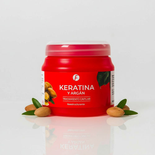 Baño de crema Frilayp con keratina y argán de Distriwil en envase rojo de 240g para reestructuración capilar