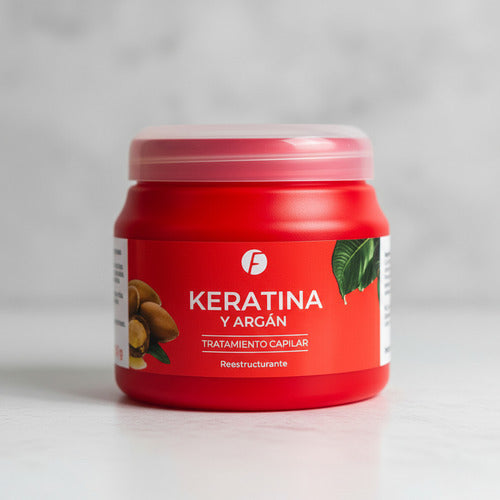 Baño de crema Distriwil con keratina y argán en envase rojo de 240g para tratamiento capilar reestructurante