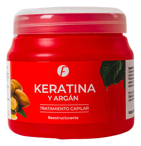 Baño de crema Frilayp con keratina y argán de Distriwil en envase rojo de 240g para reestructuración capilar