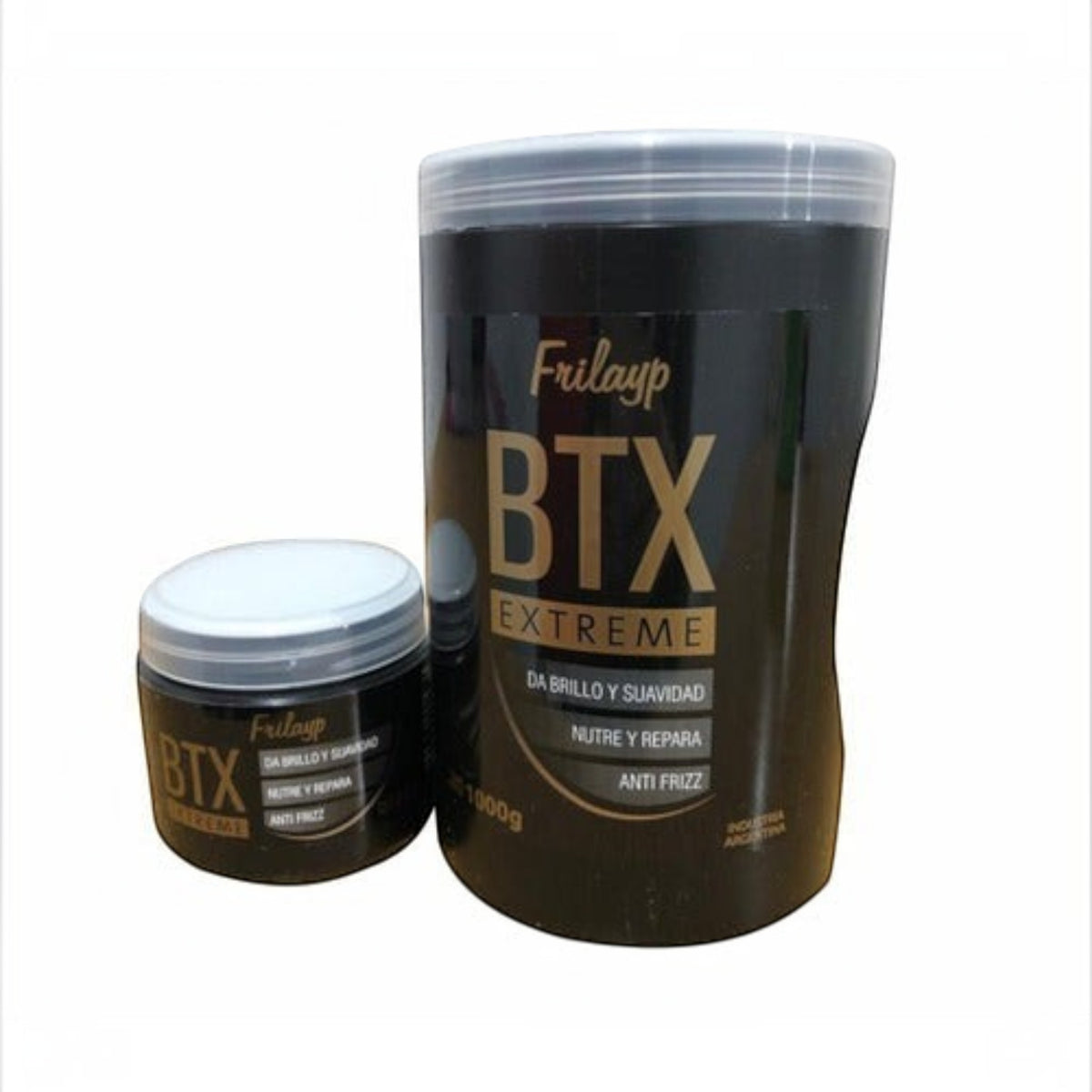 Kit de tratamiento capilar Botox Extreme Frilayp de Distriwil con dos potes de crema nutritiva anti-frizz