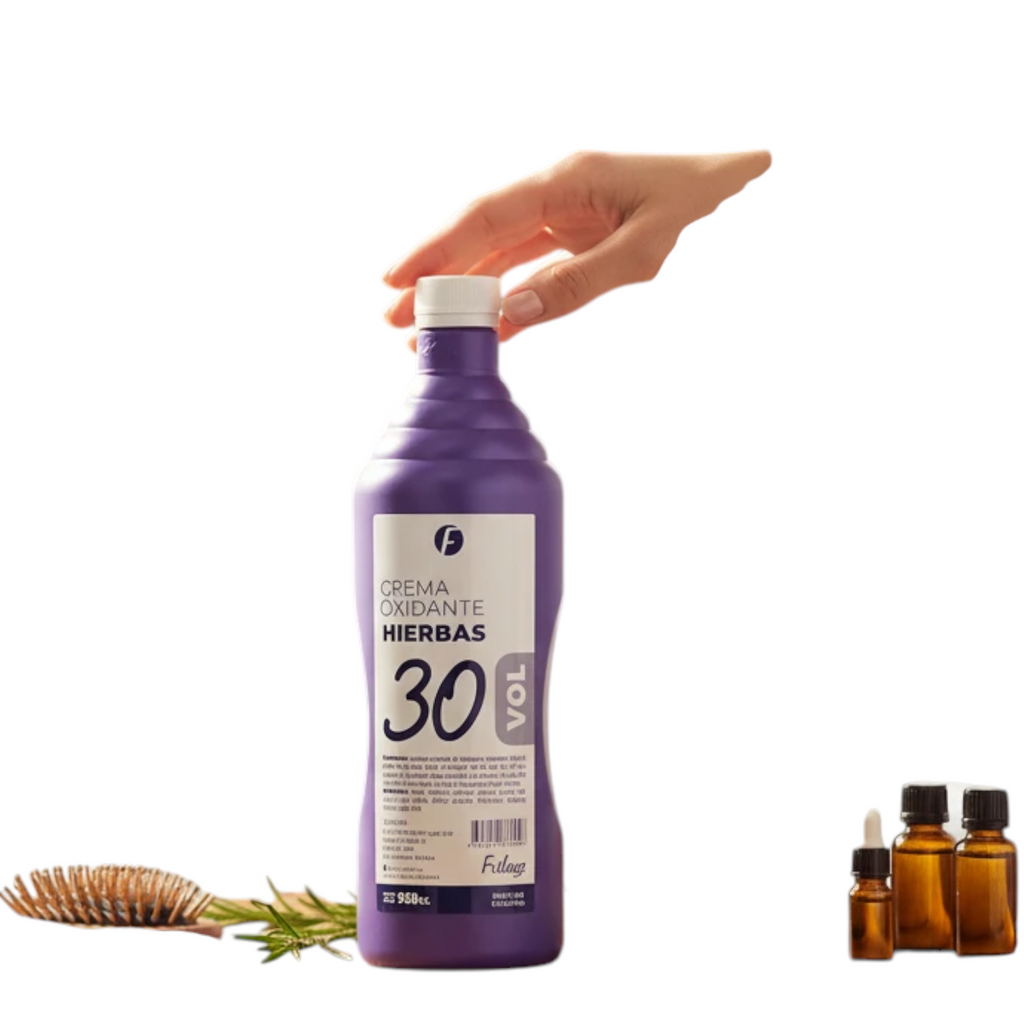 Botella de crema oxidante Frilayp 30 volúmenes de Distriwil con extractos de hierbas para coloración capilar profesional
