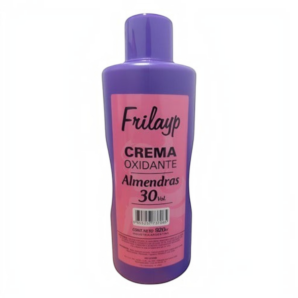 Botella de crema oxidante Distriwil Frilayp de 30 volúmenes y 920ml con fórmula vegana para coloración capilar