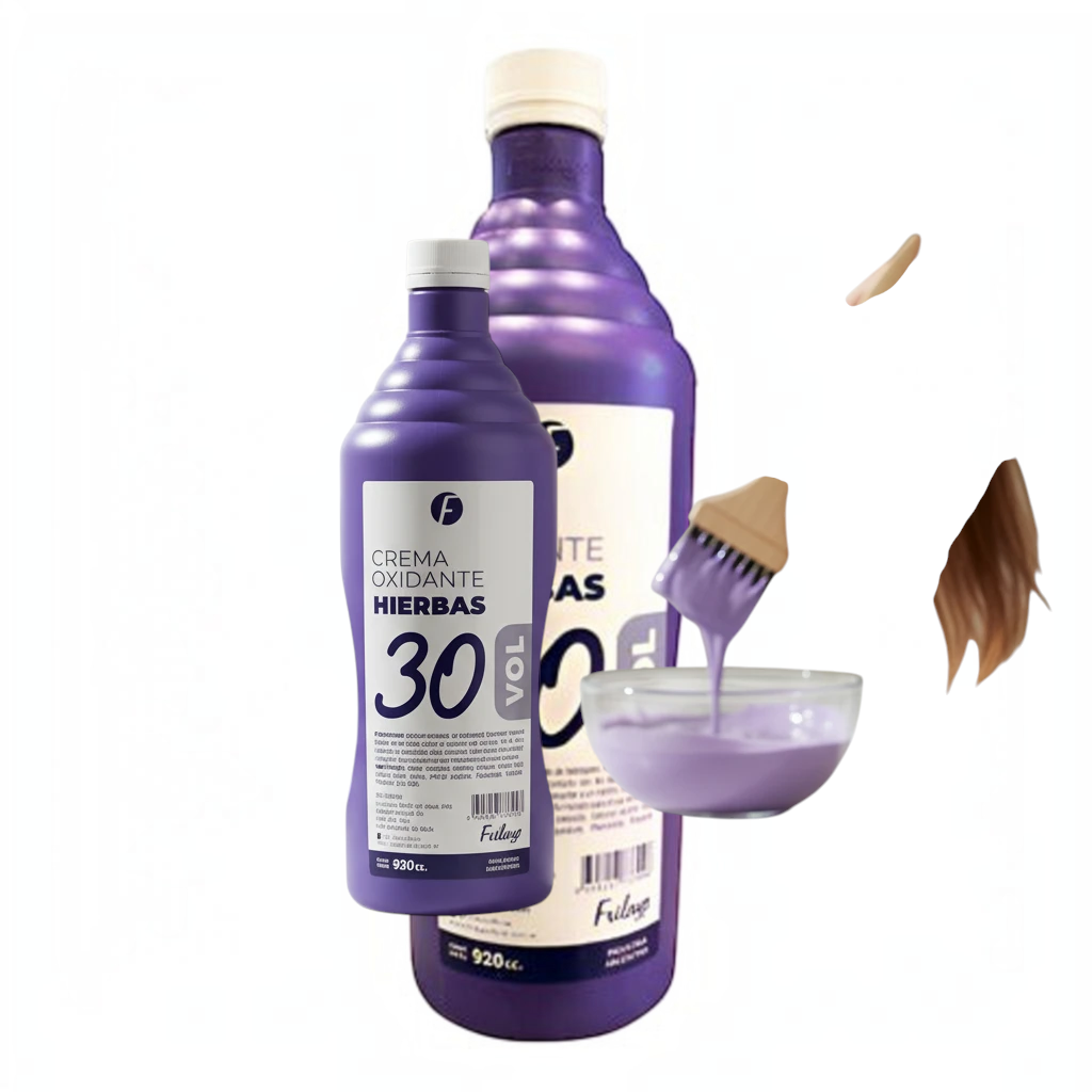 Crema oxidante Distriwil Frilayp 30 volúmenes con extracto de hierbas en botella de 920ml para coloración capilar