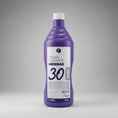 Botella de crema oxidante Distriwil Frilayp de 30 volúmenes con extractos de hierbas, formato de 920ml, vegana.