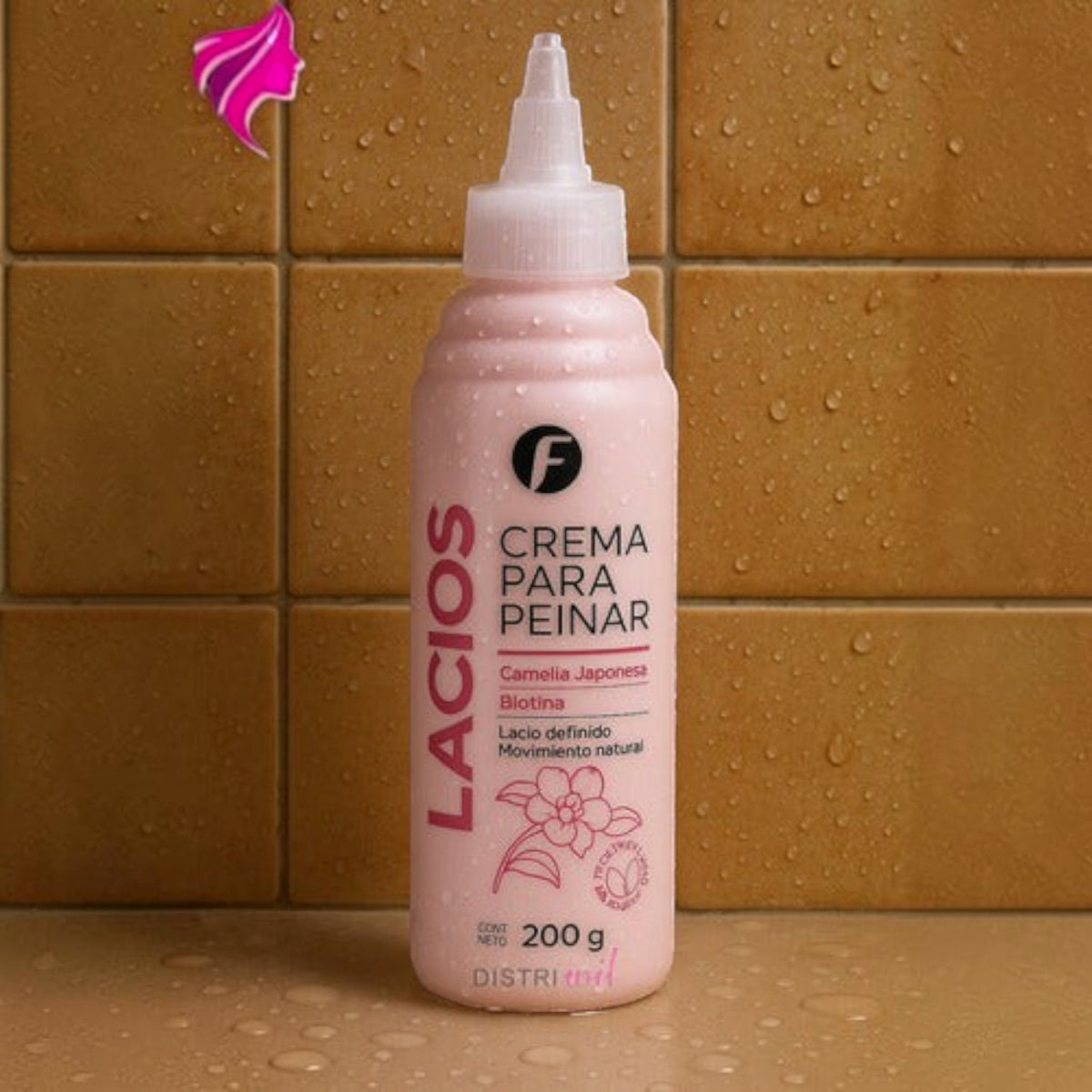 Crema para peinar Distriwil Frilayp con camelia japonesa y biotina para cabellos lacios en envase de 200g
