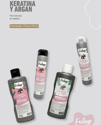 Combo de productos capilares Distriwil Frilayp con keratina y argán para todo tipo de cabellos en envases de 370ml