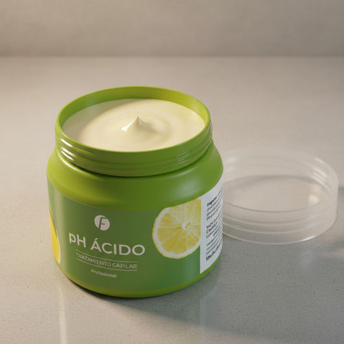 Tarro de baño capilar profesional Distriwil Frilayp con fórmula extra ácida y tapa verde abierta