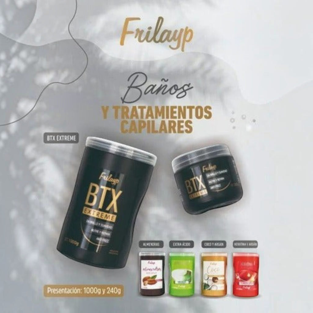 Kit de tratamiento capilar Distriwil Frilayp Botox Extreme en potes de 1000g y 240g para nutrición y brillo intenso