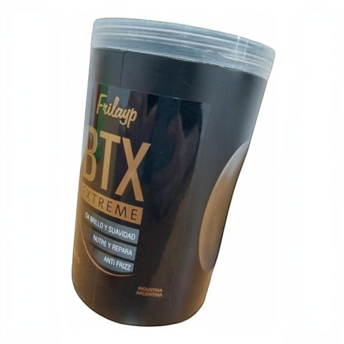 Tratamiento capilar Distriwil Frilayp Botox Extreme en pote negro de 1kg para nutrición, brillo y control de frizz.