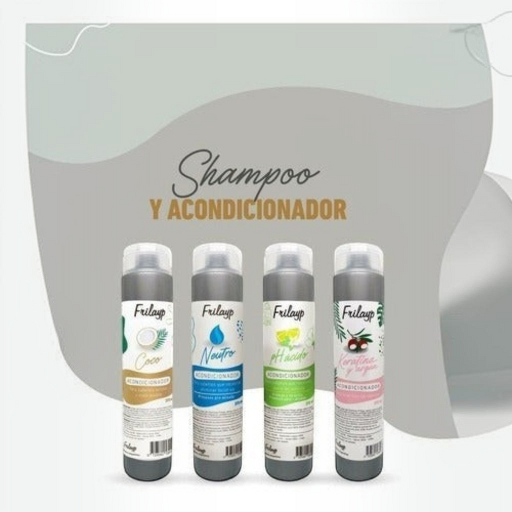 Kit de cuidado capilar Distriwil Frilayp con shampoo y acondicionador de coco, neutro, pH ácido y keratina con argán