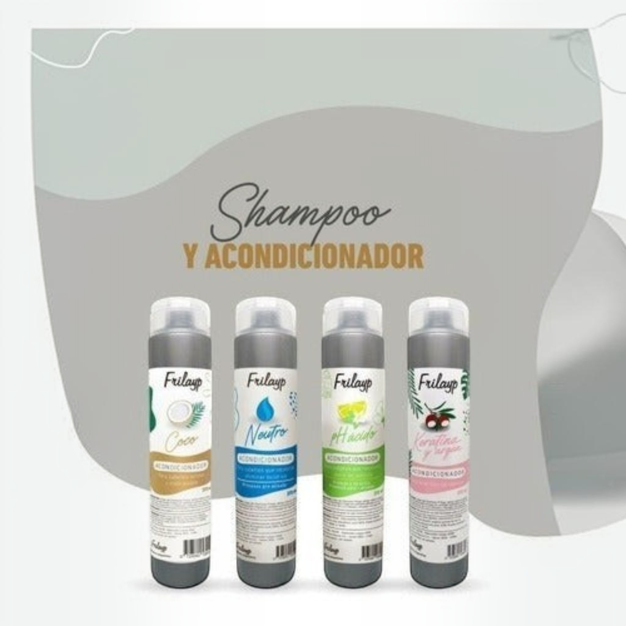 Kit de cuidado capilar Distriwil Frilayp con shampoo y acondicionador de coco, neutro, pH ácido y keratina con argán