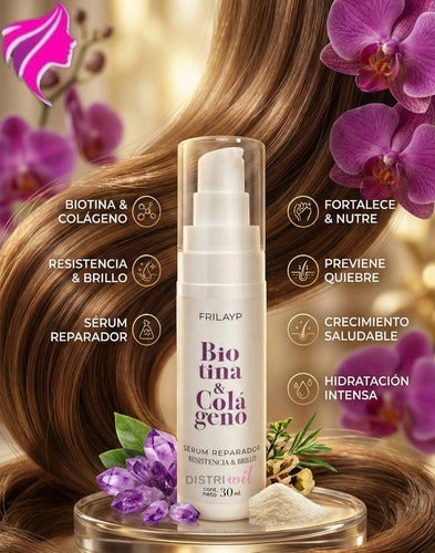Serum reparador Distriwil Frilayp con biotina y colágeno para fortalecer, nutrir y dar brillo al cabello dañado