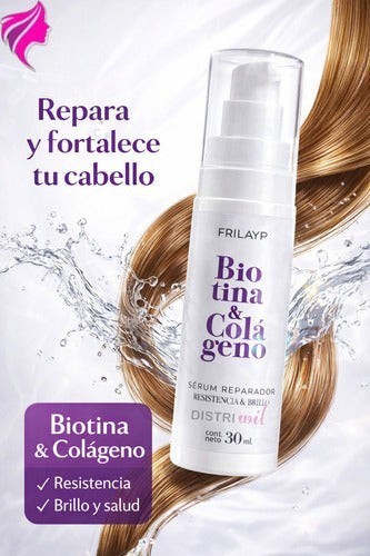 Serum reparador Distriwil Frilayp con biotina y colágeno para fortalecer y dar brillo al cabello dañado