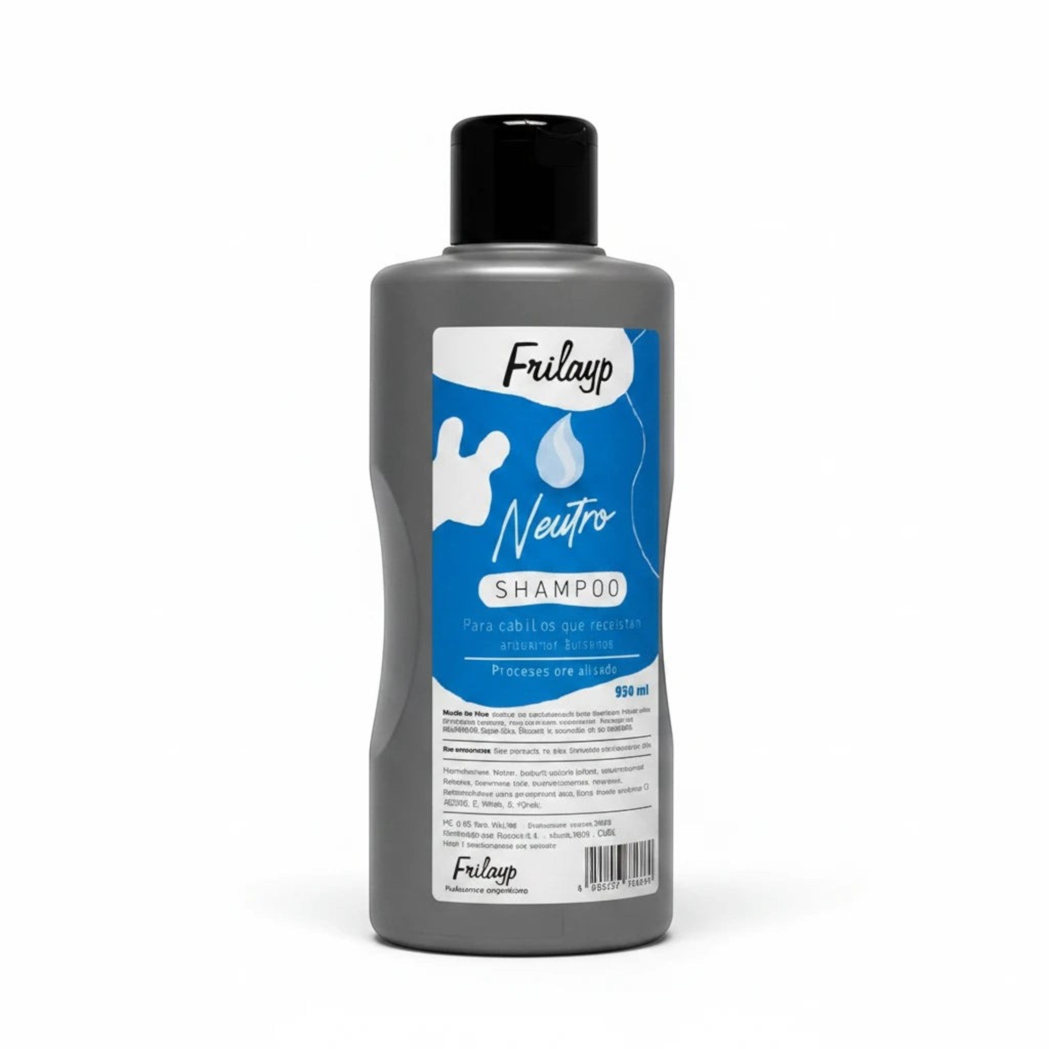 Champú neutro Distriwil Frilayp de 950 ml en envase gris, ideal para limpieza profunda antes de tratamientos capilares.