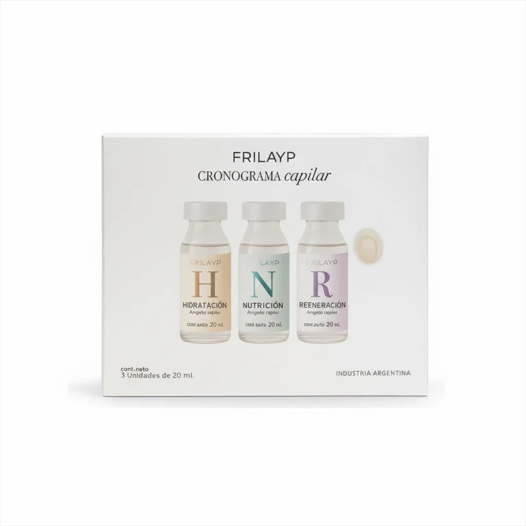Kit de tres ampollas capilares Distriwil Frilayp para hidratación, nutrición y regeneración del cabello