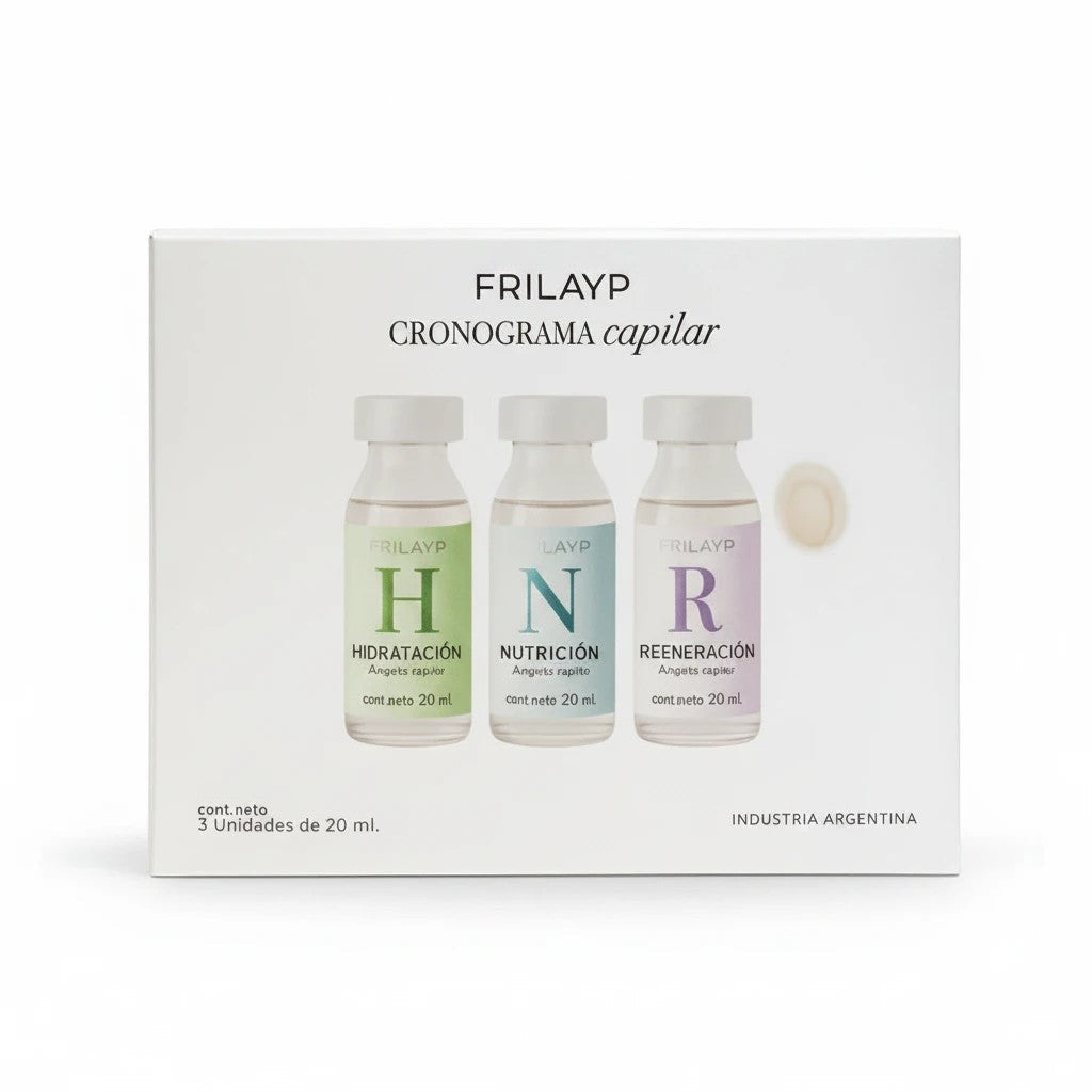 Kit de 3 ampollas capilares Distriwil Frilayp para hidratación, nutrición y regeneración en caja blanca