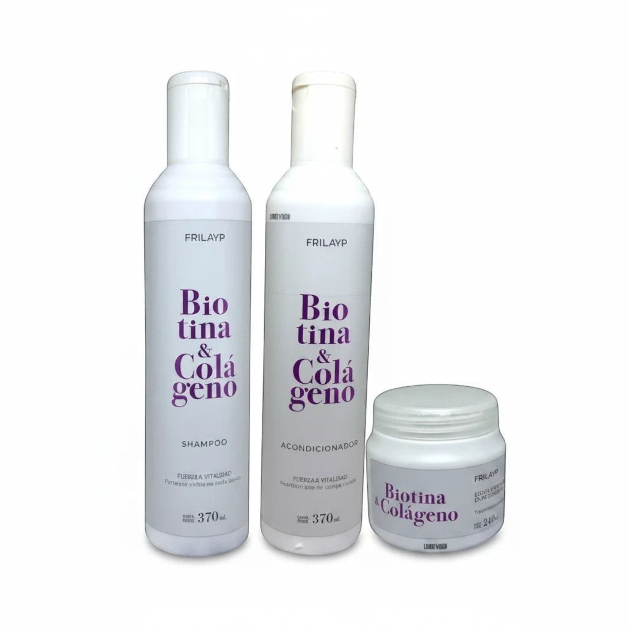 Kit Distriwil Frilayp de shampoo, acondicionador y baño de crema con biotina y colágeno para nutrición capilar