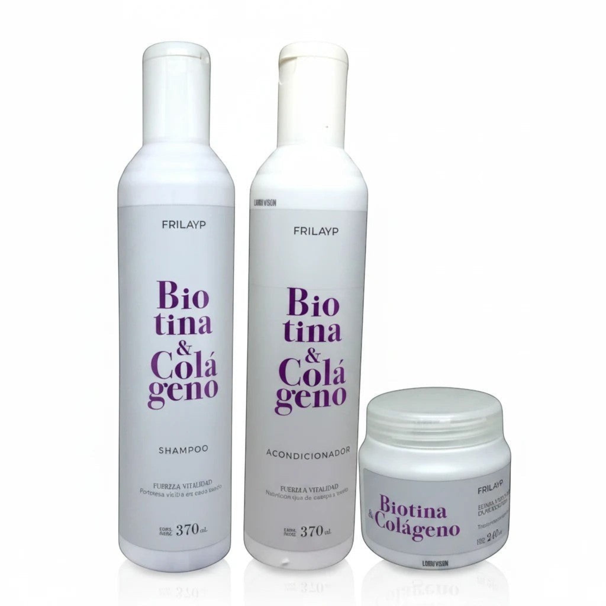 Kit Distriwil Frilayp de shampoo, acondicionador y baño de crema con biotina y colágeno para nutrición capilar