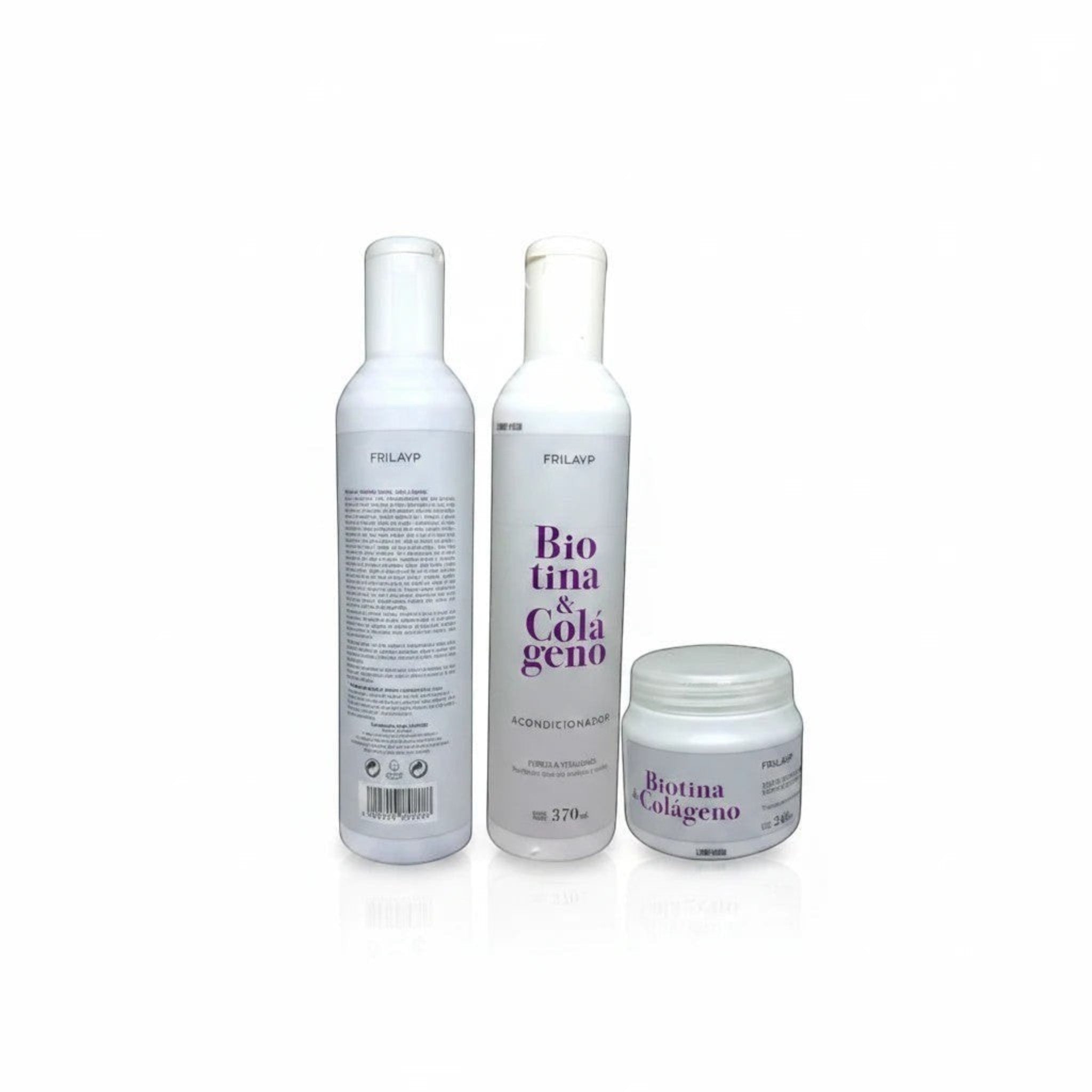 Kit Distriwil Frilayp de shampoo, acondicionador y baño de crema con biotina y colágeno para nutrición capilar